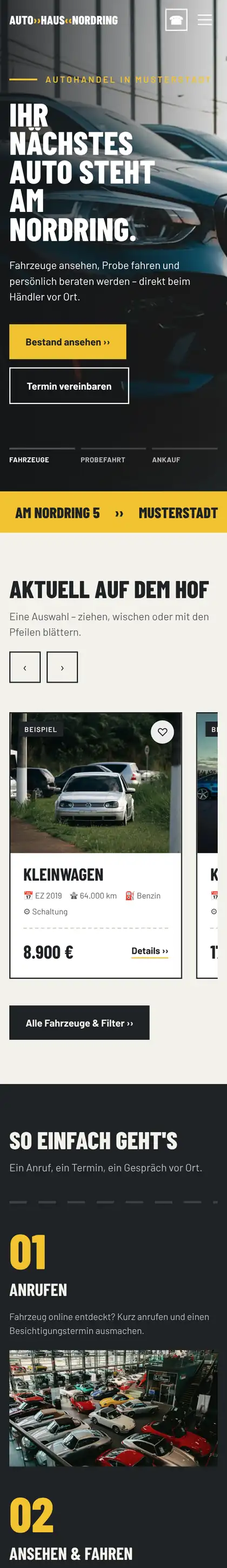 Beispielseite Autohaus Nordring am Handy