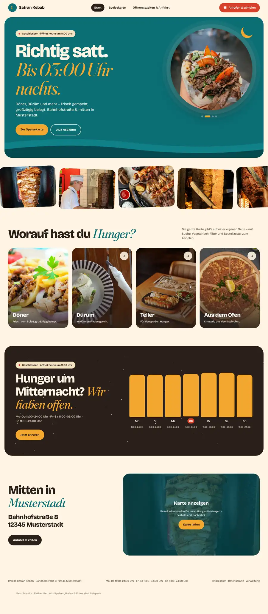 Beispielseite Safran Kebab am Computer